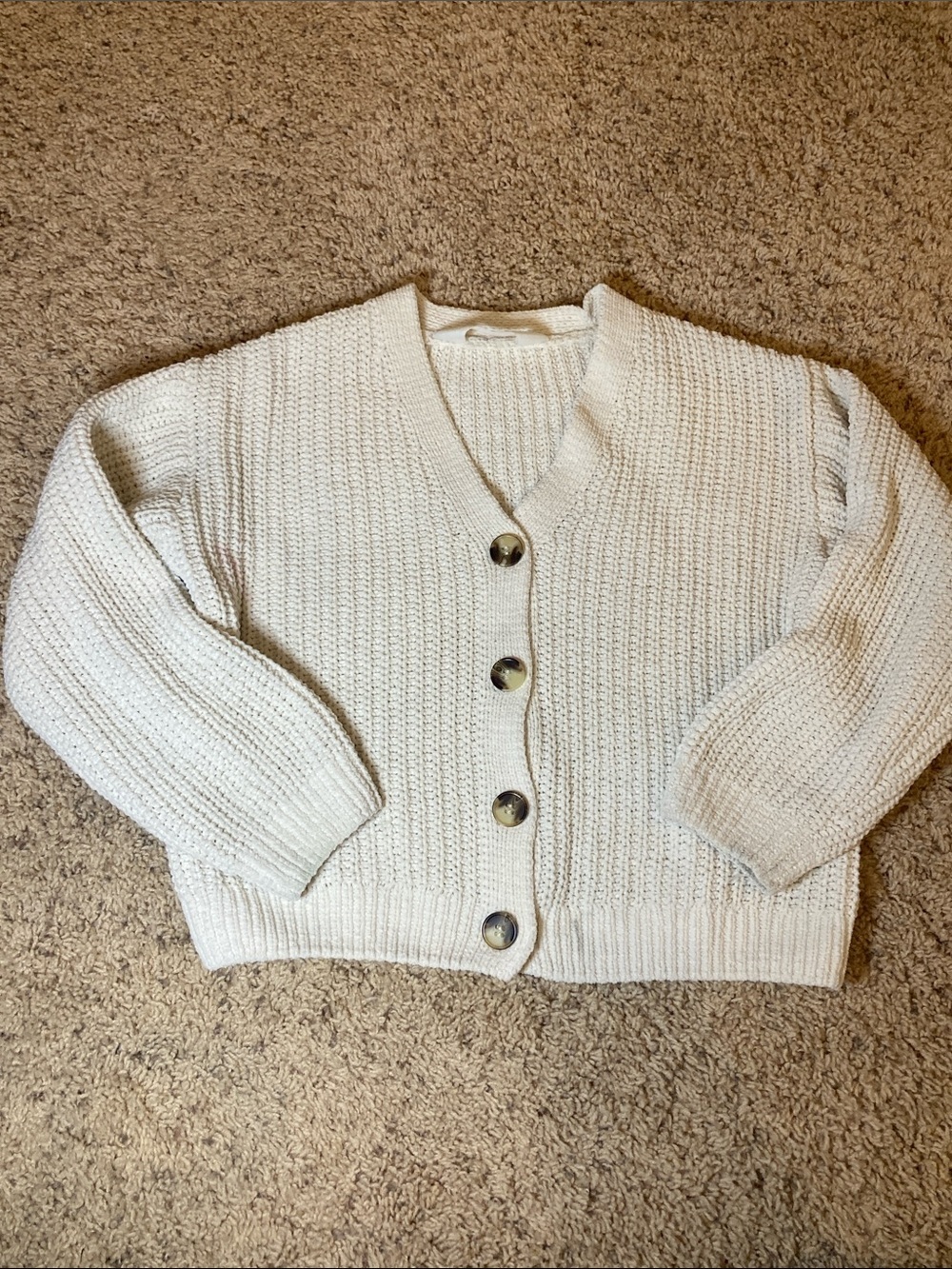 H&M Cream Chunky Knit Button-Front Cardigan